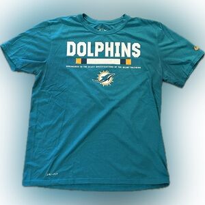 Nike Dri-FIT Miami Dolphins NFL Training Shirt Men’s Large Teal Athletic Cut